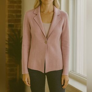 Eileen Fisher Silk & Cotton Blend Blazer Jacket Knit in Mauve size Small